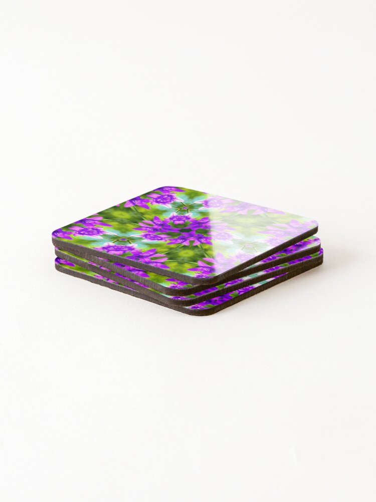 Thumbnail 4 of 5, Coasters (Set of 4), Bell Flower Pattern designed and sold by Patternflower.