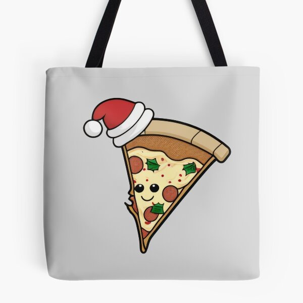 Artikelvorschau, Happy Pizza Slice (Weihnachtskunst) entworfen und verkauft von The-Fox-Hole.