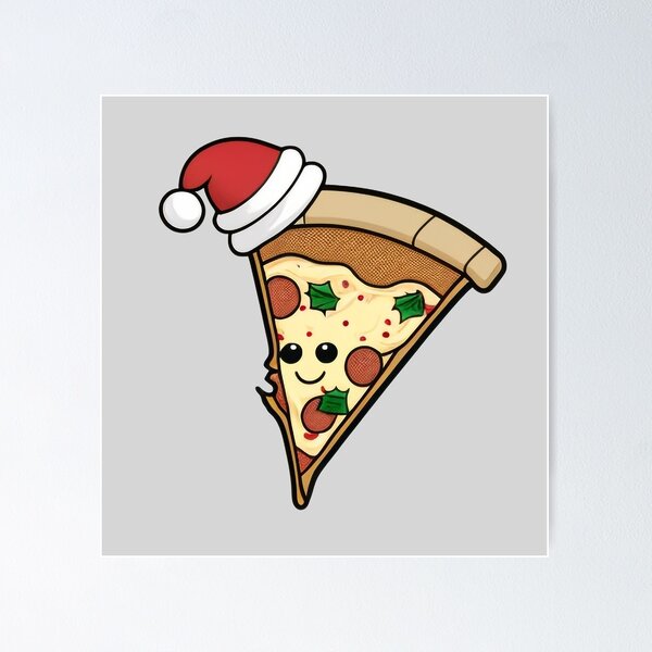 Item preview, Happy Pizza Slice (Christmas Art) designed and sold by The-Fox-Hole.