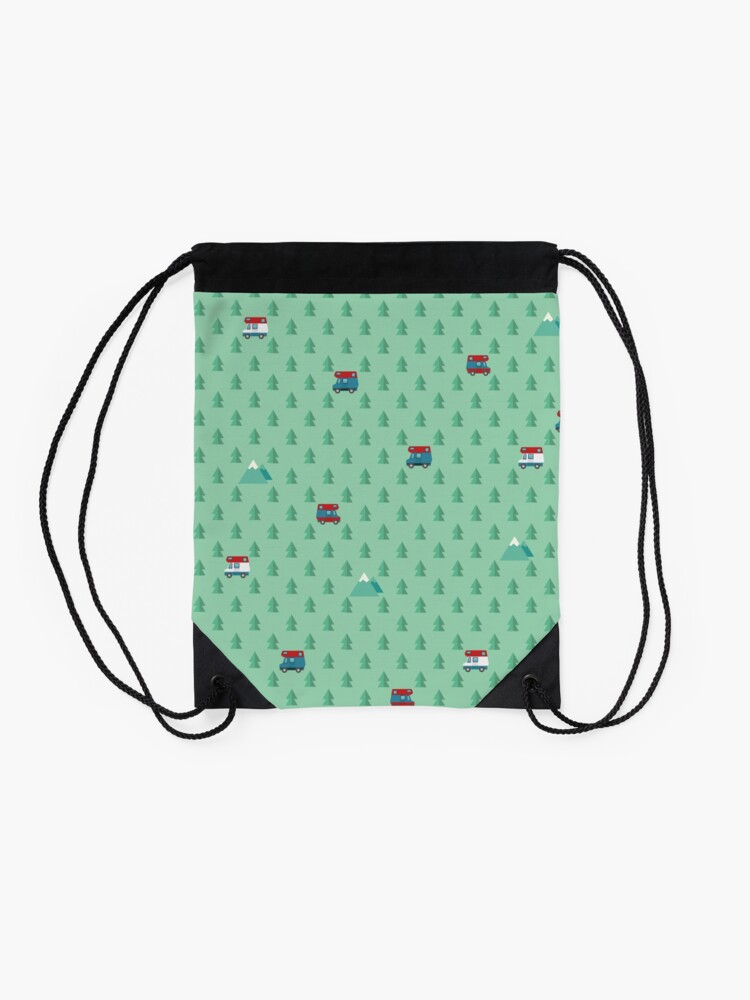 Alternate view of Animal Crossing pocket camp trees campers Drawstring Bag