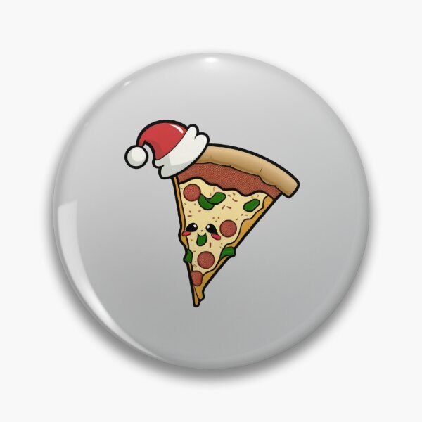 Artikelvorschau, Happy Pizza Slice (Weihnachtskunst) entworfen und verkauft von The-Fox-Hole.