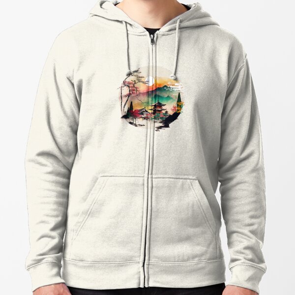 Temple in the Heart of Nature Zipped Hoodie