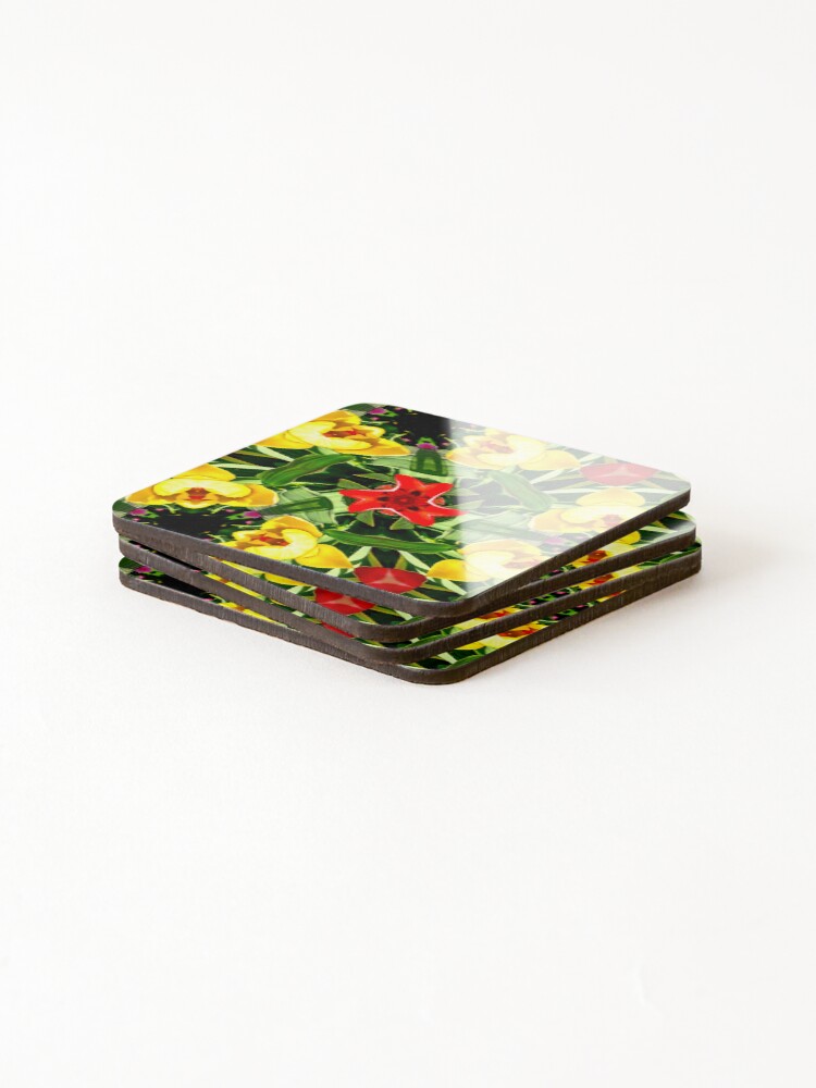 Thumbnail 4 of 5, Coasters (Set of 4), Colorful Freesia Pattern designed and sold by Patternflower.