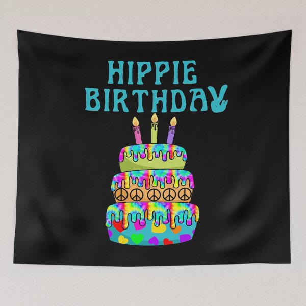 Item preview, Hippie Birthday, Happy Birthday Cake Hippie Tie Dye Psychedelic Candles designed and sold by funnytshirtemp.