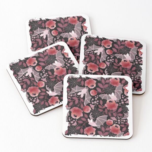 Item preview, Pastel bat floral black background  designed and sold by otakekaiten66.