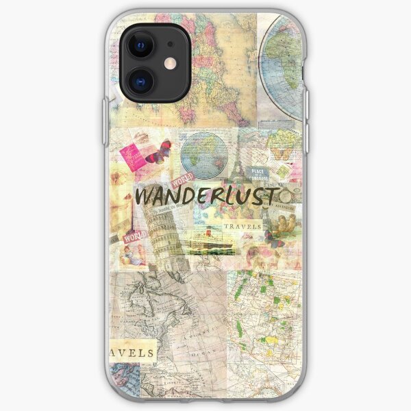 Wanderlust travel art quote iPhone Soft Case