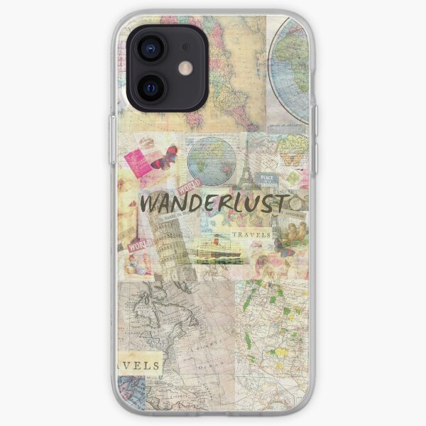 Wanderlust travel art quote iPhone Soft Case