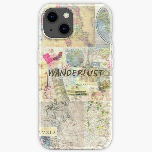 Wanderlust travel art quote iPhone Soft Case