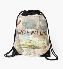 Wanderlust travel art quote Drawstring Bag