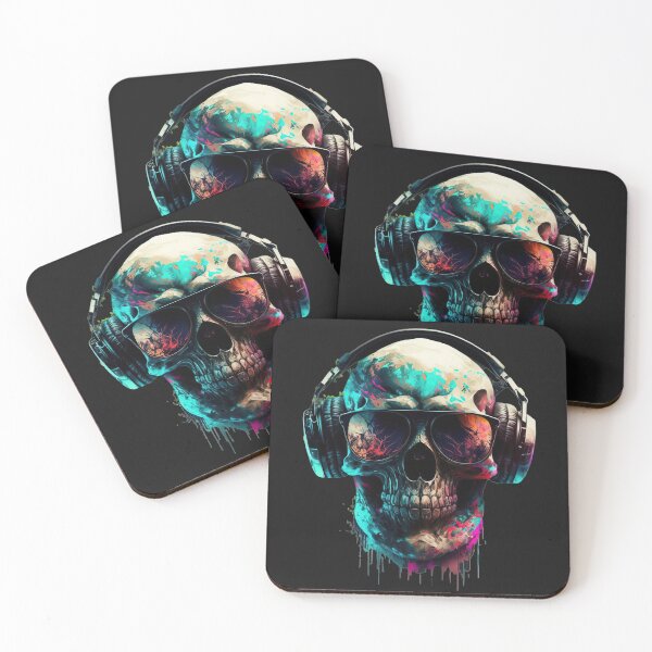 Item preview, Cool Sugar Skull with Sunglasses and Headphones Funny designed and sold by CoyoteStudio.