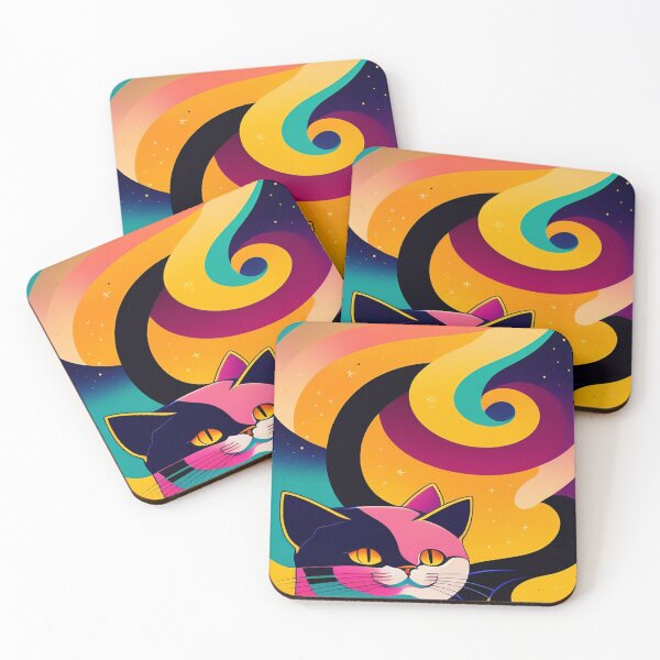Item preview, beautiful cat colorful abstract vector illustration digital art curls and waves 15 designed and sold by vishalraifx.