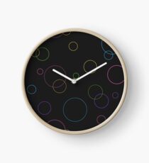 Seamless pattern texture. Geometric ornament with color full circles on black Clock