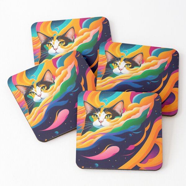 Item preview, beautiful cat colorful abstract vector illustration digital art curls and waves 21 designed and sold by vishalraifx.