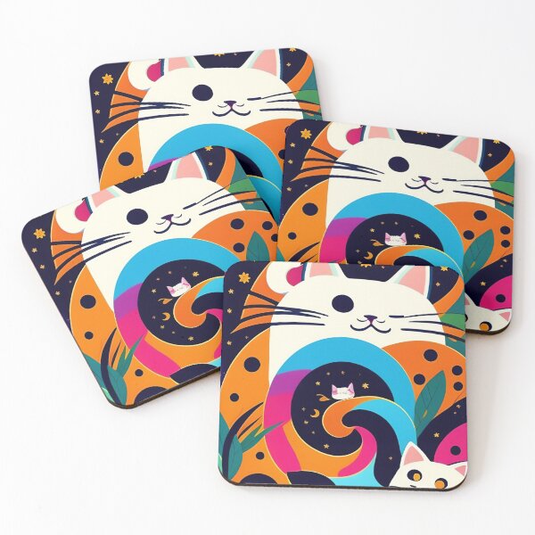 Item preview, beautiful cat colorful abstract vector illustration digital art curls and waves 28 designed and sold by vishalraifx.