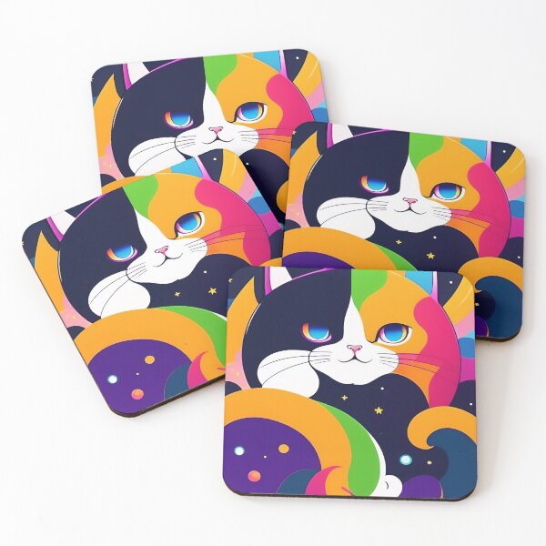 Item preview, beautiful cat colorful abstract vector illustration digital art curls and waves 30 designed and sold by vishalraifx.