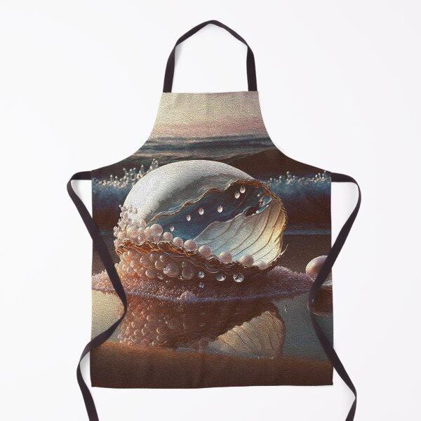Item preview, Fantasy Sunset Seascape A Glittering Seashell adorned with Pearls amidst the Ocean Waves designed and sold by Trendy Valley .