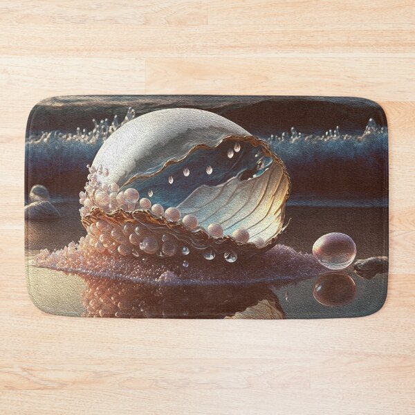 Item preview, Fantasy Sunset Seascape A Glittering Seashell adorned with Pearls amidst the Ocean Waves designed and sold by Trendy Valley .