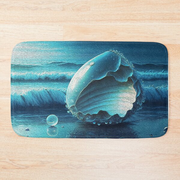 Item preview, Magical Sunset Ocean Fantasy A Glittering Seashell adorned with Pearls amidst the Ocean Waves designed and sold by Trendy Valley .