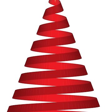 Red and White Ribbon Christmas Trees Clipart