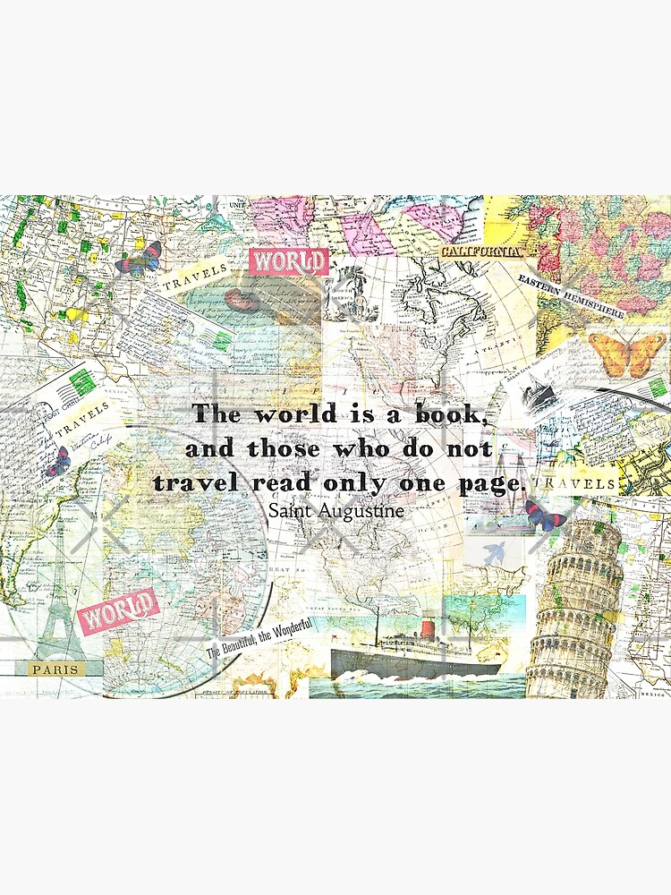 Discover The world is a book TRAVEL QUOTE Premium Matte Vertical Poster