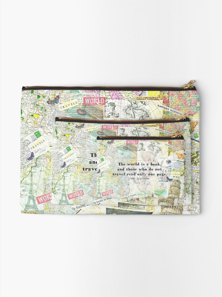 Alternate view of The world is a book TRAVEL QUOTE Zipper Pouch