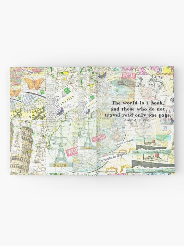 Alternate view of The world is a book TRAVEL QUOTE Hardcover Journal
