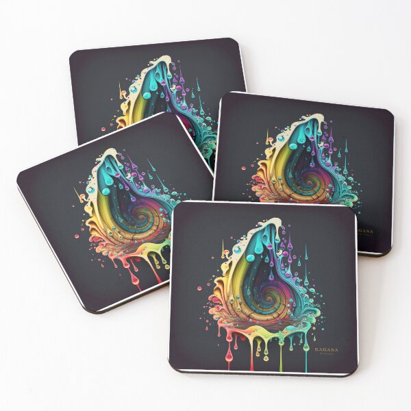 Aperçu de l'œuvre Exclusive Dripping Colourful Drop in Fibonacci Style for Wall Art, Home and Office Decor créée et vendue par RAGANADesign.