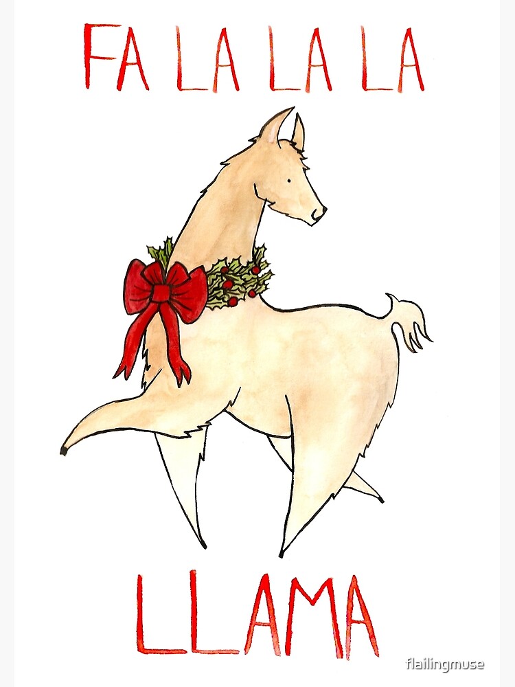 Thumbnail 2 of 2, Greeting Card, Fa La La La Llama designed and sold by flailingmuse.