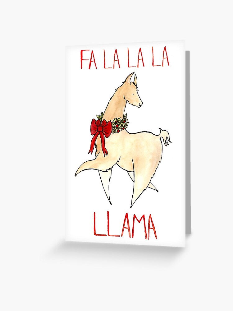 Thumbnail 1 of 2, Greeting Card, Fa La La La Llama designed and sold by flailingmuse.