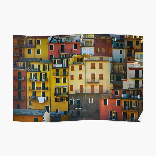 Manarola village, colorful pattern of houses. Cinque Terre, Italy. Poster