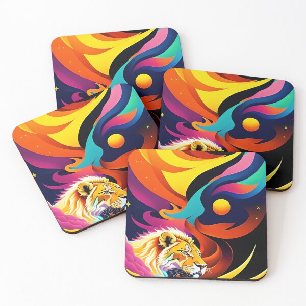 Item preview, hermoso león colorido abstracto vector ilustración arte digital rizos y ondas 3 designed and sold by vishalraifx.