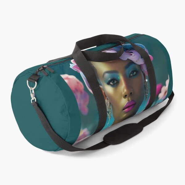 Item preview, Beautiful young colorful bright African girl with purple-pink hair in a flower garden designed and sold by Olga Nagornaya.