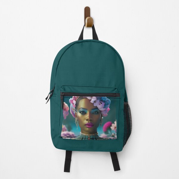 Item preview, Beautiful young colorful bright African girl with purple-pink hair in a flower garden designed and sold by Olga Nagornaya.