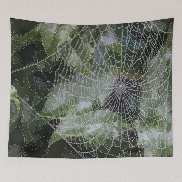 Item preview, spider's web on a green background designed and sold by SunGraphicArt.