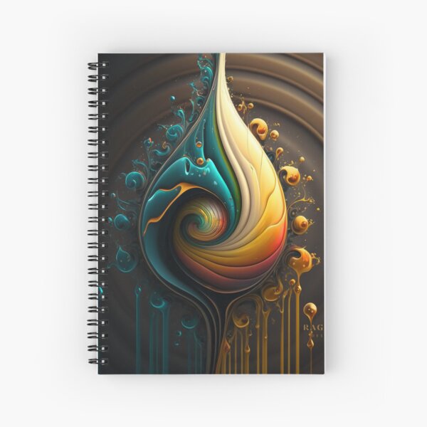 Exclusive Dripping Colourful Drops in Fibonacci Style for Wall Art, Home and Office Decor Spiral Notebook