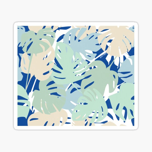 DesignerMim's Delicious Monster Leaves — Elegant Blue Sticker