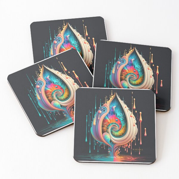 Aperçu de l'œuvre Exclusive Dripping Colourful Drops in Fibonacci Style for Wall Art, Home and Office Decor créée et vendue par RAGANADesign.