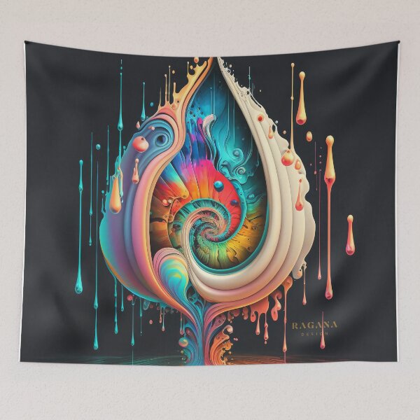 Item preview, Exclusive Dripping Colourful Drops in Fibonacci Style for Wall Art, Home and Office Decor designed and sold by RAGANADesign.