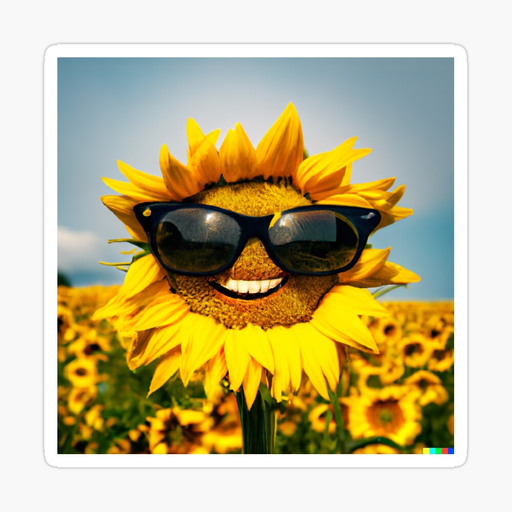 Póster «Una fotografía de un girasol sonriendo con gafas de sol en medio de  la flor en un campo en un día soleado» de Totalcooky | Redbubble