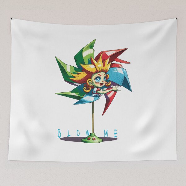 Item preview, Blow Me: A Cartoon Style Drawing Depicts the Playfulness of a Pinwheel. designed and sold by BotTastic.