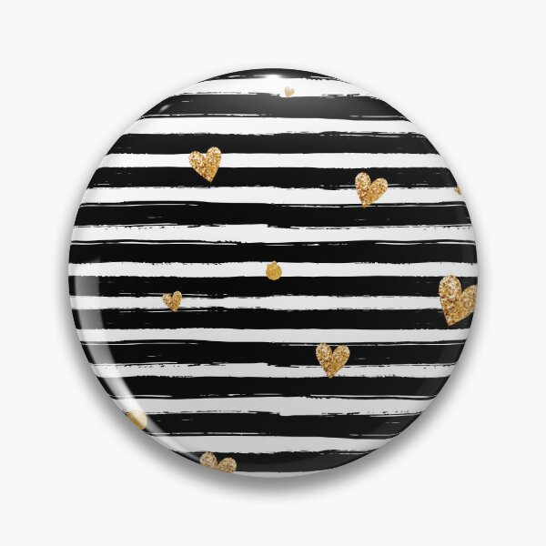 Item preview, Gold Glittering Hearts On Black Horizontal Stripe designed and sold by risingrocket.