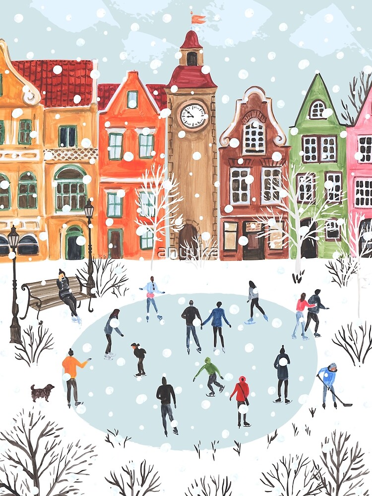 Thumbnail 2 of 2, Postcard, winter town designed and sold by anyuka.