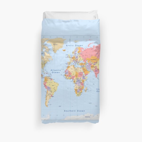 World Map Duvet Cover