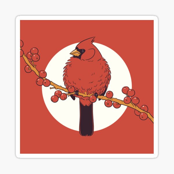 Cardinal on Winterberry Sticker