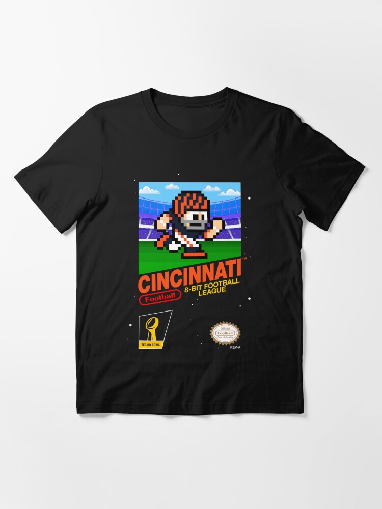 Cincinnati Bengals NFL Football Helmet 8-bit Tecmo Super Bowl Retro Tee T- Shirt