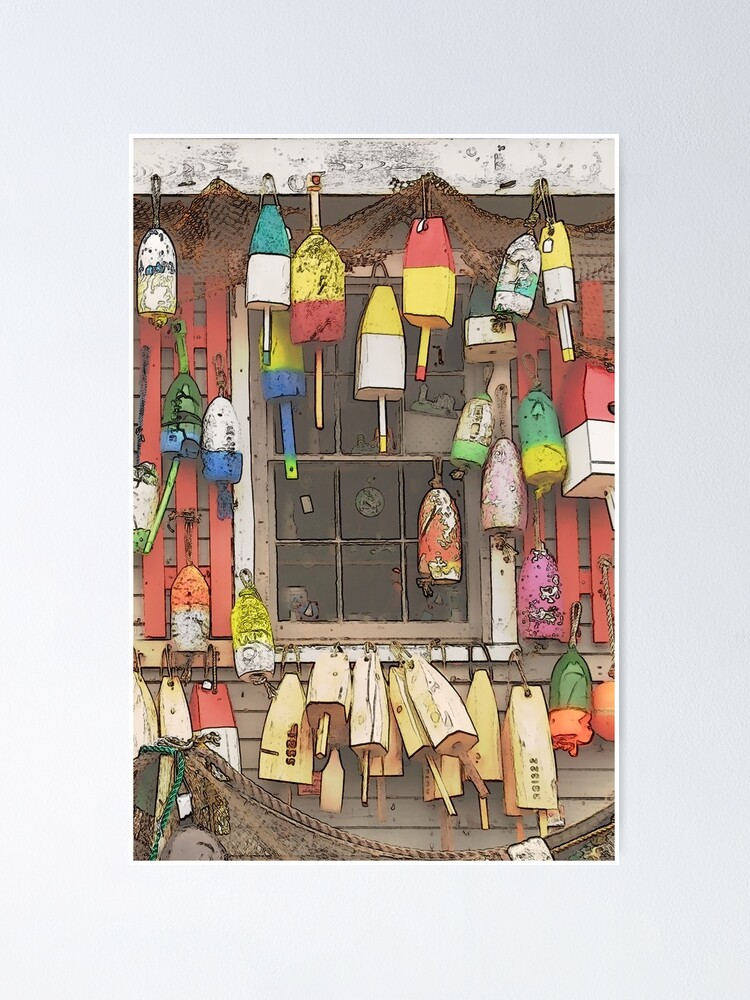 Maine Lobster Buoys - Original Art Poster for Sale by