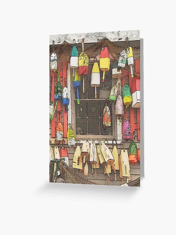 Maine Lobster Buoys - Original Art Greeting Card for Sale by alpendesigns