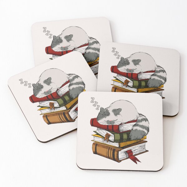 Item preview, Lazy cat sleeping on books - book lovers designed and sold by Hoetoons.