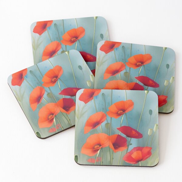 Item preview, Pretty Watercolor Flowers - Red Poppies designed and sold by CattlettArt.
