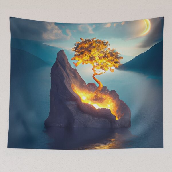 Item preview, Golden tree in lake generated by artificial intelligence designed and sold by megadrina.